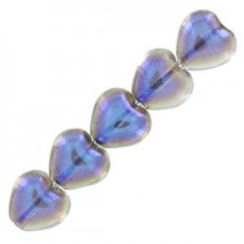 Czech Hearts beads 6mm Crystal azuro 00030/22201